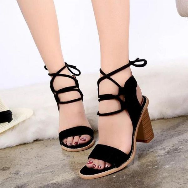 fashion high heel sandals women shallow mouth open toe solid color roman shoes lace-up outdoor party work dress, Black
fashion high heel sandals women shallow mouth open toe solid color roman shoes lace-up outdoor party work dress, Black