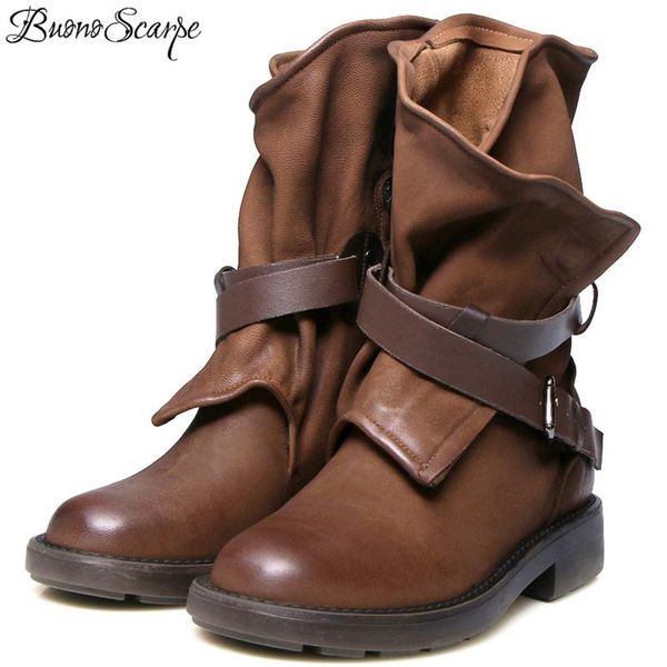 boots buonoscarpe women real leather retro ankle rivets round toe vintage pleatedboots fashion motorcycle warm plush botas, Black
boots buonoscarpe women real leather retro ankle rivets round toe vintage pleatedboots fashion motorcycle warm plush botas, Black