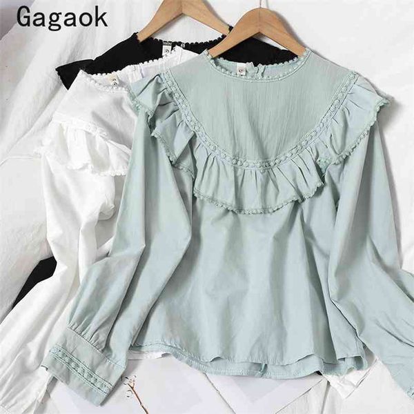 sweet blouses women spring autumn solid o-neck ruffles full clothing korean simple chci wild shirt and blouse 210531, White
sweet blouses women spring autumn solid o-neck ruffles full clothing korean simple chci wild shirt and blouse 210531, White