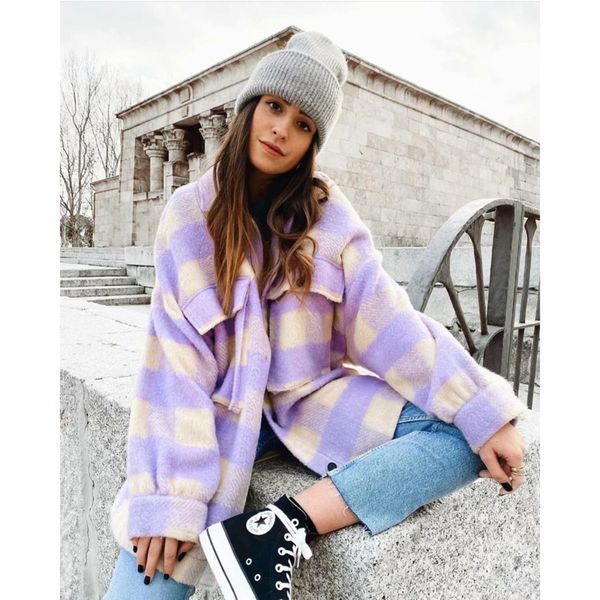 autumn loose all-match long-sleeved wool plaid jacket fashion stand-up collar plaid jacket female chic jacket streetwear 210422, Black;brown
autumn loose all-match long-sleeved wool plaid jacket fashion stand-up collar plaid jacket female chic jacket streetwear 210422, Black;brown