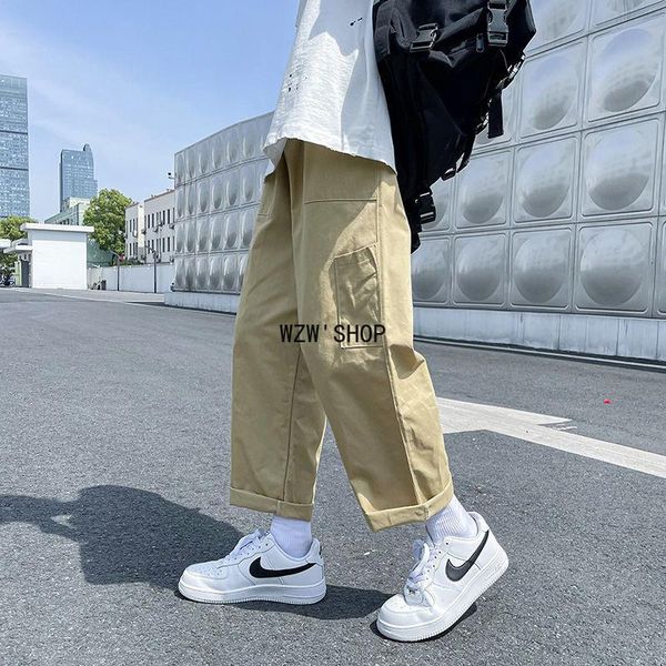 men's pants oversize japanese style solid color cargo loose straight trousers male harajuku overalls, Black
men's pants oversize japanese style solid color cargo loose straight trousers male harajuku overalls, Black