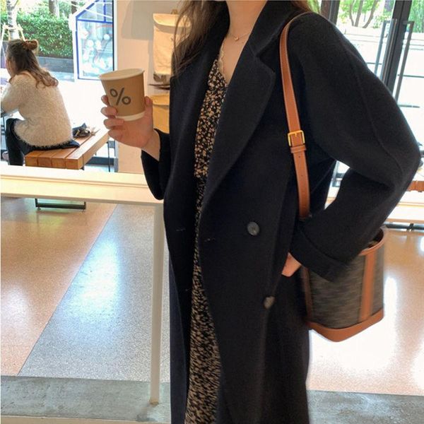 women's wool & blends women winter long coat loose retro casual warm woolen fashion office lady thickened windbreaker outerwear, Black
women's wool & blends women winter long coat loose retro casual warm woolen fashion office lady thickened windbreaker outerwear, Black