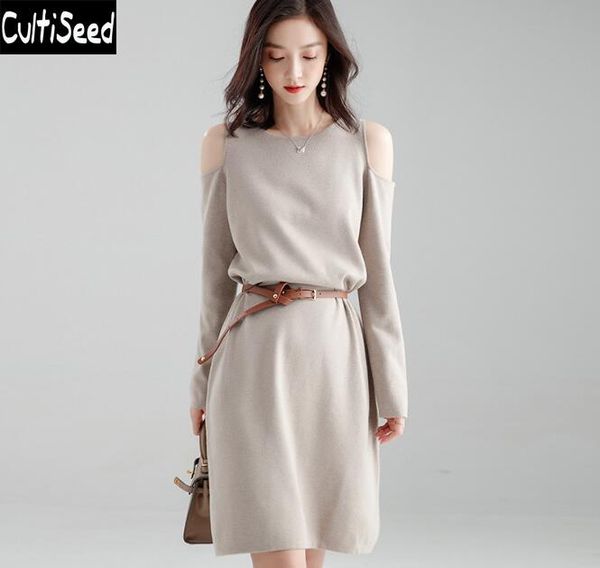 casual dresses cultiseed 2021 female autumn winter sweaters dress ladies solid color knitted clothes women off the shoulder party, Black;gray
casual dresses cultiseed 2021 female autumn winter sweaters dress ladies solid color knitted clothes women off the shoulder party, Black;gray