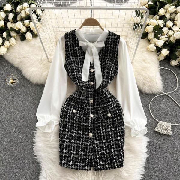 casual dresses maxi buttons up robe femme elegant plaid vestidos mujer two piece long puff sleeve tees bow crop fashion women clothing, Black;gray
casual dresses maxi buttons up robe femme elegant plaid vestidos mujer two piece long puff sleeve tees bow crop fashion women clothing, Black;gray