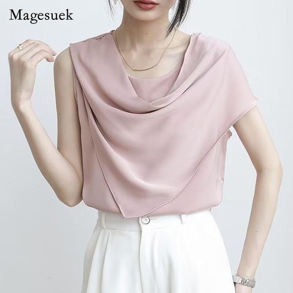women's blouses & shirts french 2021 summer fashion blouse solid o-neck silk sleeveless shirt for women elegant casual office lady sati, White
women's blouses & shirts french 2021 summer fashion blouse solid o-neck silk sleeveless shirt for women elegant casual office lady sati, White