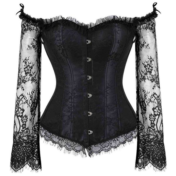 halloween victorian floral lace long flare sleeve lolita ruffle bridal corset push up bra bustier burlesque party dancing corset with sleeve, Black;white
halloween victorian floral lace long flare sleeve lolita ruffle bridal corset push up bra bustier burlesque party dancing corset with sleeve, Black;white