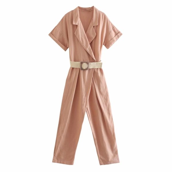 summer women tailored collar sashes pink pleating siamese pants casual female short sleeve loose jumpsuits p2028 210430, Black;white
summer women tailored collar sashes pink pleating siamese pants casual female short sleeve loose jumpsuits p2028 210430, Black;white