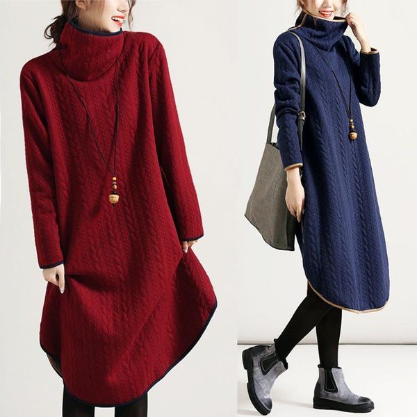 casual dresses large size clothes women autumn winter vintage dress 2021 solid color turtleneck plus velvet thicken loose femme lq205, Black;gray
casual dresses large size clothes women autumn winter vintage dress 2021 solid color turtleneck plus velvet thicken loose femme lq205, Black;gray
