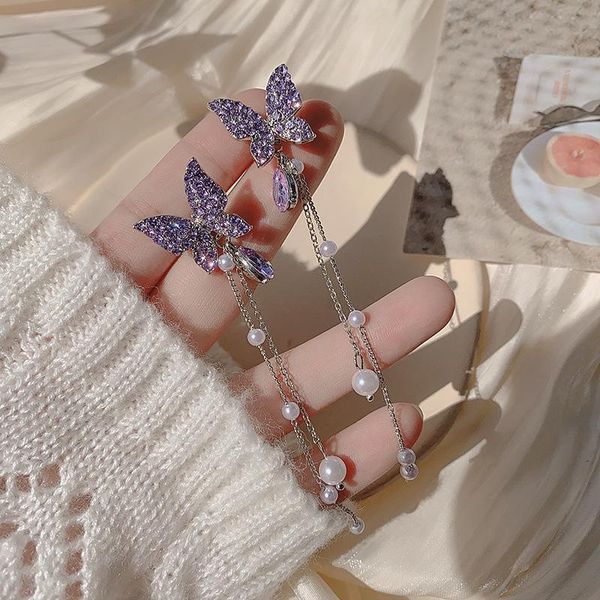 vintage elegant purple butterfly earrings harbor wind wearing two 925 silver needles tassel female stud, Golden;silver
vintage elegant purple butterfly earrings harbor wind wearing two 925 silver needles tassel female stud, Golden;silver
