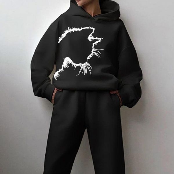 women's two piece pants women diy hoodies pieces set cat printed oversize sweatsuits elastic sports pullover suit custom design 2021 au, White
women's two piece pants women diy hoodies pieces set cat printed oversize sweatsuits elastic sports pullover suit custom design 2021 au, White