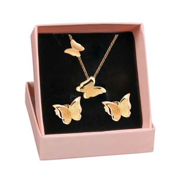 earrings & necklace 316l stainless steel fashion double-layer butterfly titanium bracelet set colorless wedding jewelry gift box, Silver
earrings & necklace 316l stainless steel fashion double-layer butterfly titanium bracelet set colorless wedding jewelry gift box, Silver