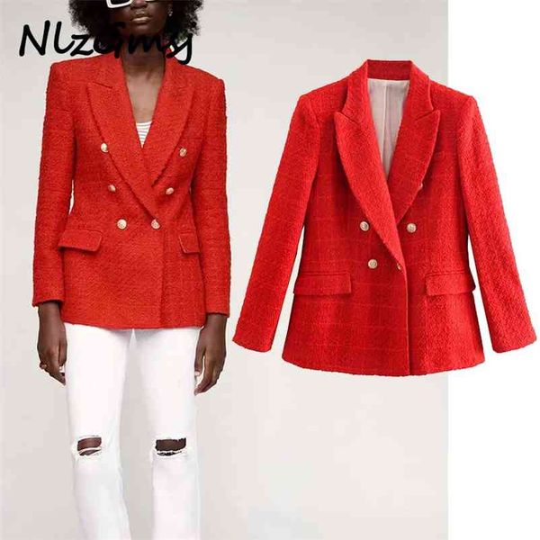 blazer women england style double breasted texture tweed coat office ladies long sleeve suits chic 05 210628, White;black
blazer women england style double breasted texture tweed coat office ladies long sleeve suits chic 05 210628, White;black