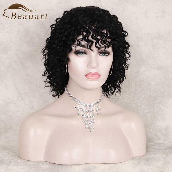 lace wigs beauart afro deep curly 100% human hair none front wig short curls with bangs for black women bob cut machine, Black;brown
lace wigs beauart afro deep curly 100% human hair none front wig short curls with bangs for black women bob cut machine, Black;brown