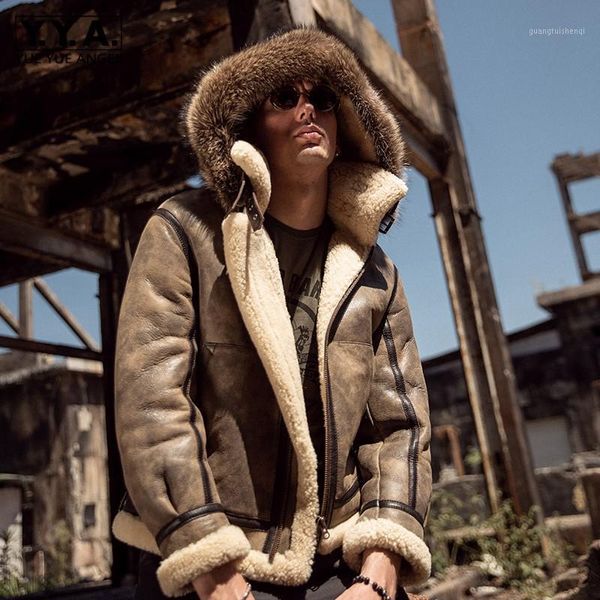 men's leather & faux men natural fur shearling biker jacket genuine hooded coat winter warm real bomber military casual oversize 6xl, Black
men's leather & faux men natural fur shearling biker jacket genuine hooded coat winter warm real bomber military casual oversize 6xl, Black