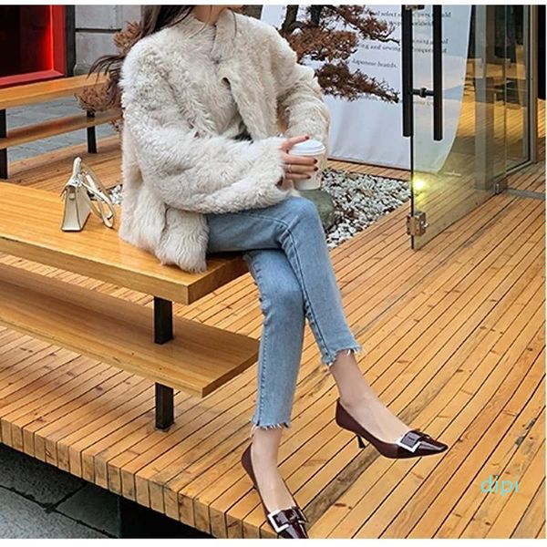 -dress shoes elegant square toe stiletto women patent leather european american buckle fashion luxury small heel pumps, Black
-dress shoes elegant square toe stiletto women patent leather european american buckle fashion luxury small heel pumps, Black
