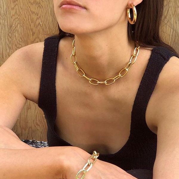 chains fashion big retro necklace for women gold silver color chunky thick punk style short chain collarbone
chains fashion big retro necklace for women gold silver color chunky thick punk style short chain collarbone