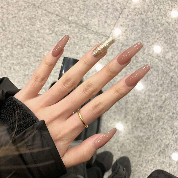 false nails 24pcs extra long gold glitter ballerina fake with glue artificial manicure diy nail decoration art full tips, Red;gold
false nails 24pcs extra long gold glitter ballerina fake with glue artificial manicure diy nail decoration art full tips, Red;gold