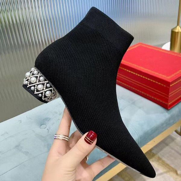 boots designer women ankle short boot pearl diamond fashion round heels pointed toe ladies mid-heel shoes botas, Black
boots designer women ankle short boot pearl diamond fashion round heels pointed toe ladies mid-heel shoes botas, Black