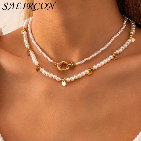 pendant necklaces 2pcs/set retro simulated pearls chain necklace for women fashion geometric round clasp neck punk choker collier jewelry, Silver
pendant necklaces 2pcs/set retro simulated pearls chain necklace for women fashion geometric round clasp neck punk choker collier jewelry, Silver