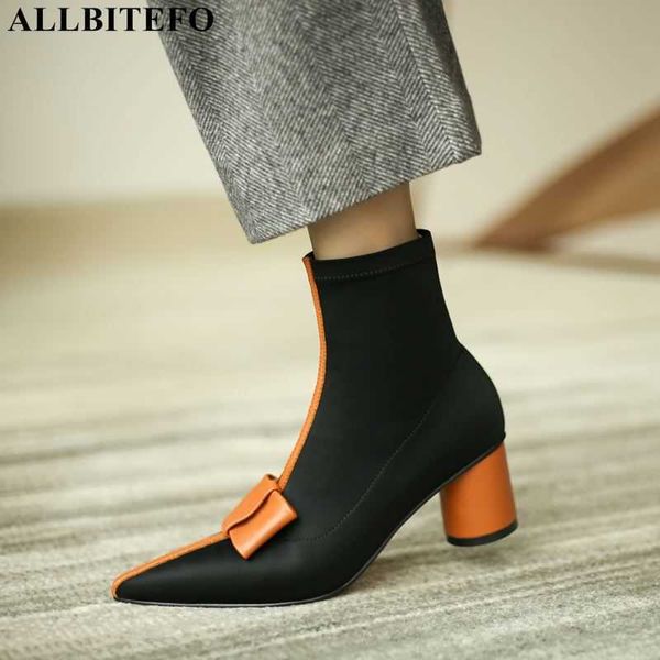 allbitefo fashion sweet bowtie elastic material barnd high heels ankle boots for woemn thick heels winter snow women boots 210611, Black
allbitefo fashion sweet bowtie elastic material barnd high heels ankle boots for woemn thick heels winter snow women boots 210611, Black