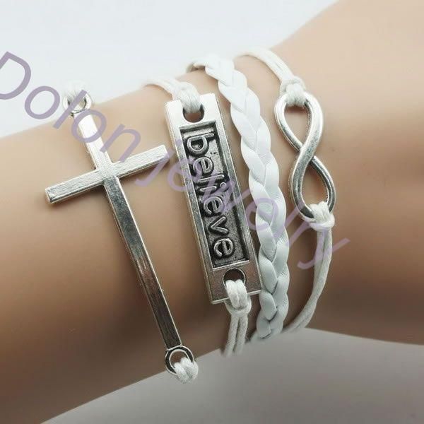 tennis 6colors mix womens fashion vintage believe infinity cross rudder rectangle leather bracelet multilayer, Golden;silver
tennis 6colors mix womens fashion vintage believe infinity cross rudder rectangle leather bracelet multilayer, Golden;silver
