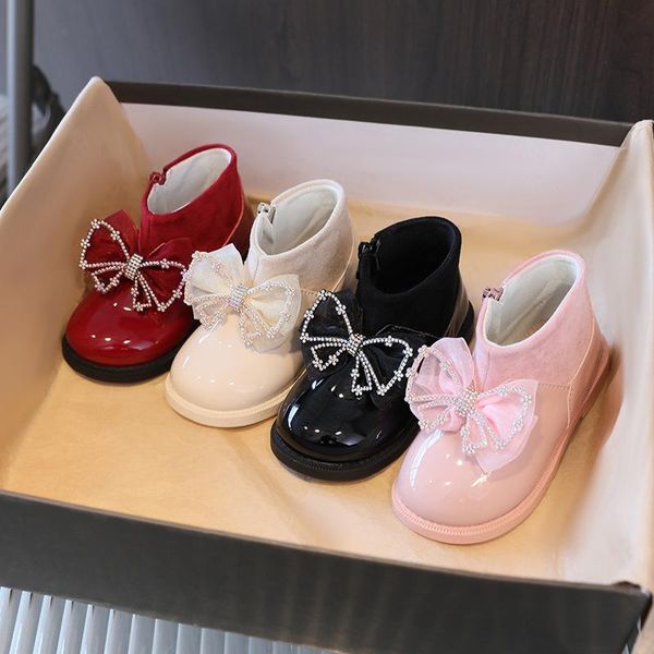 flat shoes girls boots autumn and winter front bow solid red pu kids fashion sock korean style chic for students, Black;grey
flat shoes girls boots autumn and winter front bow solid red pu kids fashion sock korean style chic for students, Black;grey