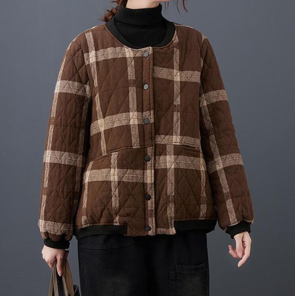 women's down & parkas plaid women cotton-padded clothing 2021 winter loose thickening cardigan vintage casual fashion coat female, Black
women's down & parkas plaid women cotton-padded clothing 2021 winter loose thickening cardigan vintage casual fashion coat female, Black