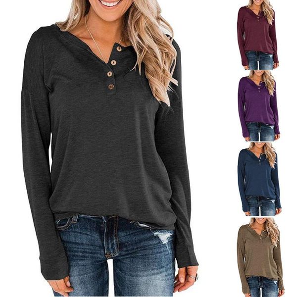 women's t-shirt loose t-shirts women jumpers long sleeve v-neck woman pullover female fashion solid cotton button undershit ac1138, White
women's t-shirt loose t-shirts women jumpers long sleeve v-neck woman pullover female fashion solid cotton button undershit ac1138, White