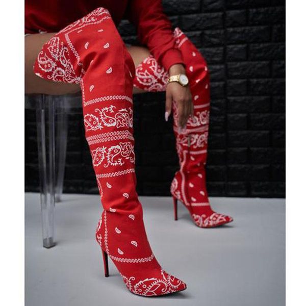 boots bandana thigh high heels long booties causal graffiti over knee ladies pointed toe drop shhip, Black
boots bandana thigh high heels long booties causal graffiti over knee ladies pointed toe drop shhip, Black
