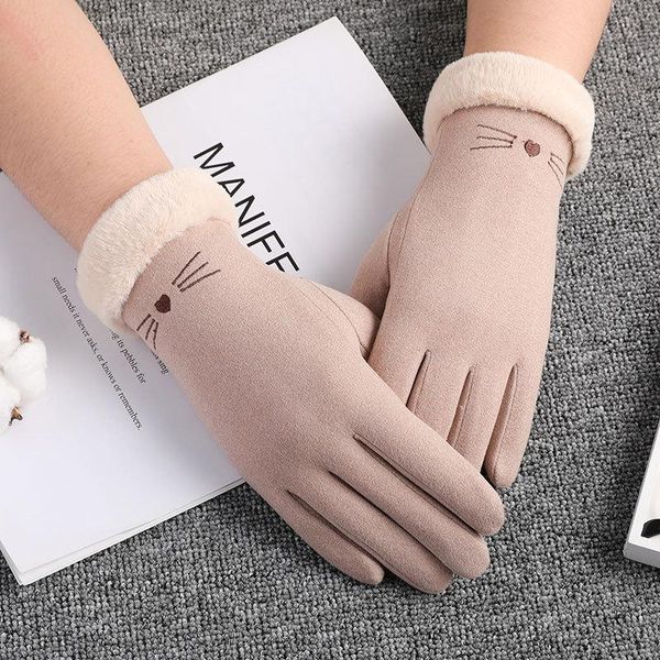 five fingers gloves winter women cartoon embroidery touch screen warm driving mitten double layer plus plush wrist thick sport cycling glove, Blue;gray
five fingers gloves winter women cartoon embroidery touch screen warm driving mitten double layer plus plush wrist thick sport cycling glove, Blue;gray