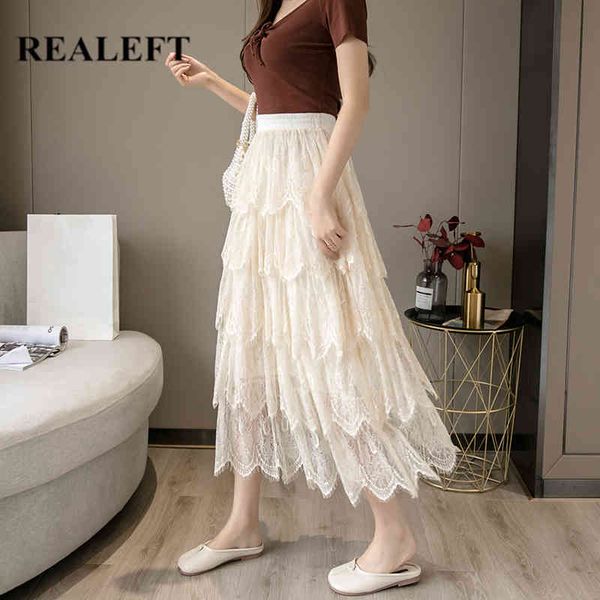 spring lace skirt elegant high waist elastic cake layers solid color summer ladies midi for women 210428, Black
spring lace skirt elegant high waist elastic cake layers solid color summer ladies midi for women 210428, Black