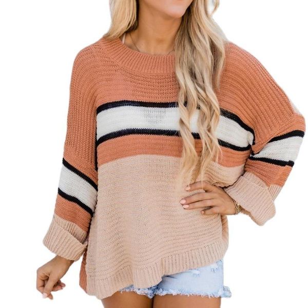 women's sweaters womens stripes patchwork loose autumn winter long sleeve oversized casual knited pullover sweater femme, White;black
women's sweaters womens stripes patchwork loose autumn winter long sleeve oversized casual knited pullover sweater femme, White;black