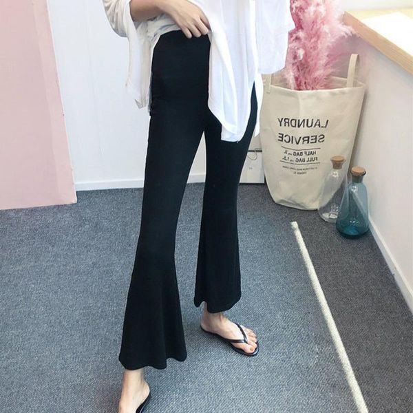women's pants & capris europe solid high waist flared korea summer fashion women black thin casual elastic 9r, Black;white
women's pants & capris europe solid high waist flared korea summer fashion women black thin casual elastic 9r, Black;white