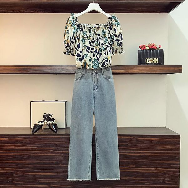 plus size women casual summer suit 2021 fashion print shirt short sleeve high waist denim wide leg pants two piece set women's, White
plus size women casual summer suit 2021 fashion print shirt short sleeve high waist denim wide leg pants two piece set women's, White