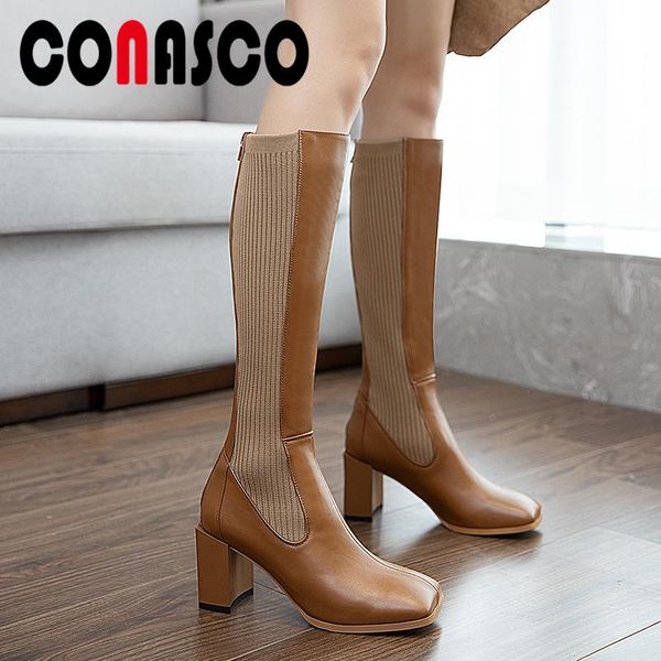 boots conasco 2021 women knee-high autumn winter elegant genuine leather back zipper slim long shoes woman square toe, Black
boots conasco 2021 women knee-high autumn winter elegant genuine leather back zipper slim long shoes woman square toe, Black
