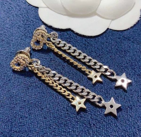 design jewelry earrings new star two color chain female brass 925 silver needle earrings
design jewelry earrings new star two color chain female brass 925 silver needle earrings