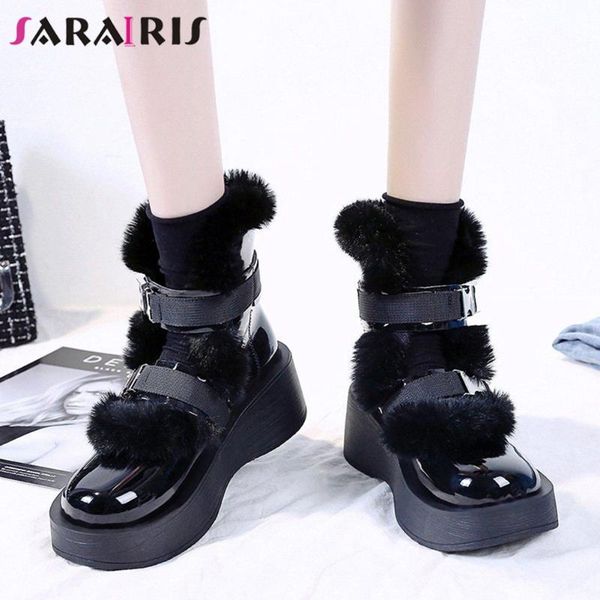 boots sarairishigh wedges buckle women platform winter ladies add fur round toe ankle shoes, Black
boots sarairishigh wedges buckle women platform winter ladies add fur round toe ankle shoes, Black
