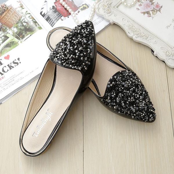 slippers glitter slides ladies shoes flat mules women luxury casual chaussures femme, Black
slippers glitter slides ladies shoes flat mules women luxury casual chaussures femme, Black