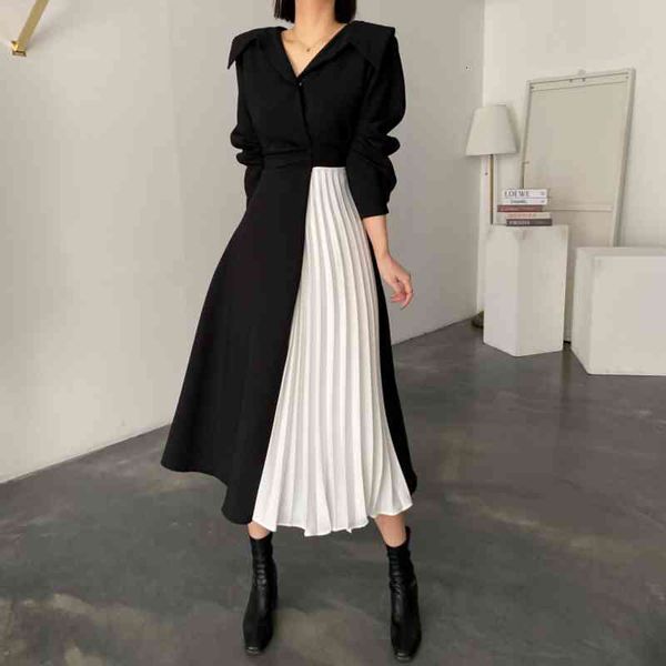 elegant chic dress woman spring korean ins fashion lapel tie waist contrast color stitching long pleated dress, Black;gray
elegant chic dress woman spring korean ins fashion lapel tie waist contrast color stitching long pleated dress, Black;gray