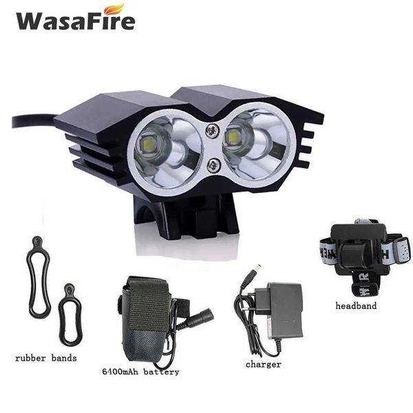 bike lights wasafire 2* t6 led bicycle mtb front light super bright 4 mode cycling headlamp + 6400mah 18650 battery pack
bike lights wasafire 2* t6 led bicycle mtb front light super bright 4 mode cycling headlamp + 6400mah 18650 battery pack