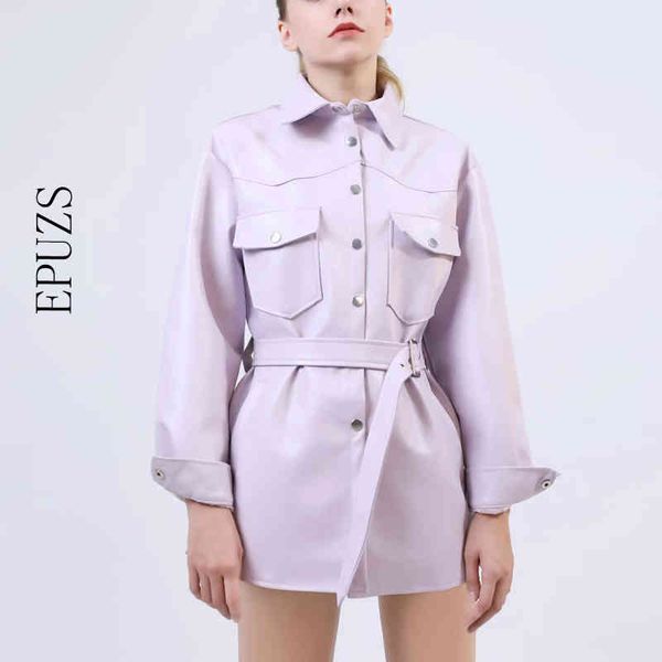 fashion purple faux leather coat women pu jacket punk belt motorcycle coat ladies biker jacket female outwear 210430, Black
fashion purple faux leather coat women pu jacket punk belt motorcycle coat ladies biker jacket female outwear 210430, Black
