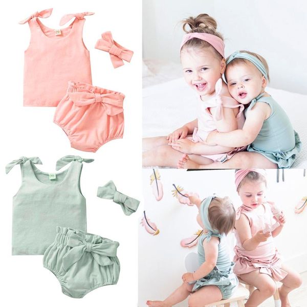 clothing sets toddler baby girl boy summer outfits solid 3pieces cotton clothes sleeveless tie knot tank bloomers+headband for 0-3y, White
clothing sets toddler baby girl boy summer outfits solid 3pieces cotton clothes sleeveless tie knot tank bloomers+headband for 0-3y, White