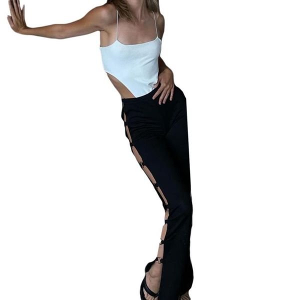 women's pants & capris ladies hollow out trousers black solid color elastic waist straight-leg decorative hoops women clubwear, Black;white
women's pants & capris ladies hollow out trousers black solid color elastic waist straight-leg decorative hoops women clubwear, Black;white