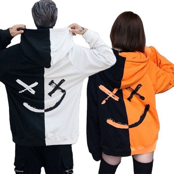 men's stitching smile face sweater men's and women's hip hop street style loose couple hoodie jacket fashion, Black
men's stitching smile face sweater men's and women's hip hop street style loose couple hoodie jacket fashion, Black