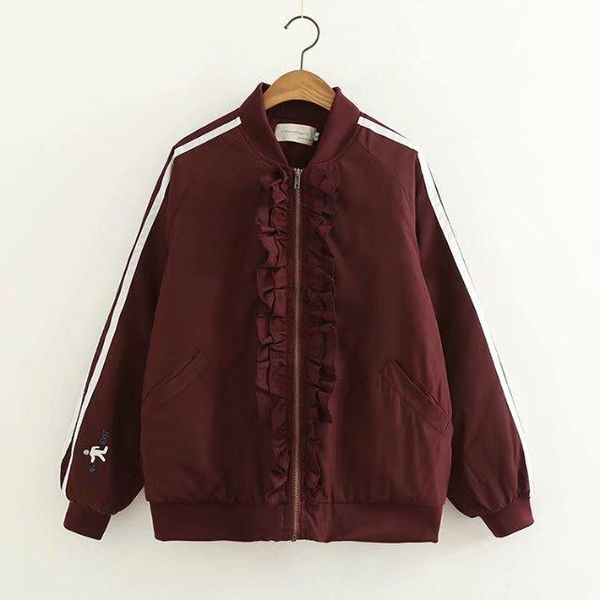 women's jackets autumn and winter japanese sen female sweet wood ear collar stand long sleeve jacket baseball uniform, Black;brown
women's jackets autumn and winter japanese sen female sweet wood ear collar stand long sleeve jacket baseball uniform, Black;brown