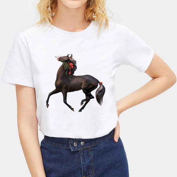 women's t-shirt women kawaii horse printed short sleeve t shirt simple aesthetic tee shirts summer basic clothes ladies t-shir, White
women's t-shirt women kawaii horse printed short sleeve t shirt simple aesthetic tee shirts summer basic clothes ladies t-shir, White
