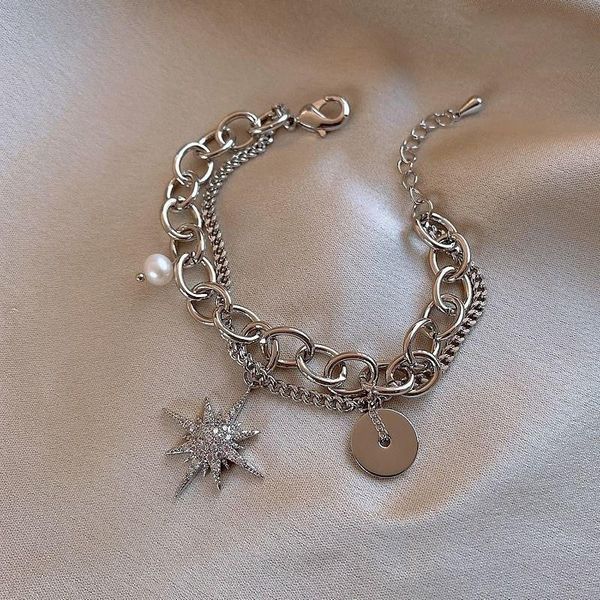 korean fashion crystal eight-pointed star imitation pearl bracelet for women jewelry summer beach style link, chain, Black
korean fashion crystal eight-pointed star imitation pearl bracelet for women jewelry summer beach style link, chain, Black