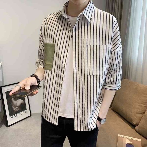 men's casual shirts summer cotton linen slim fashion men korean pocket striped mens society dress -xl z2f2, White;black
men's casual shirts summer cotton linen slim fashion men korean pocket striped mens society dress -xl z2f2, White;black