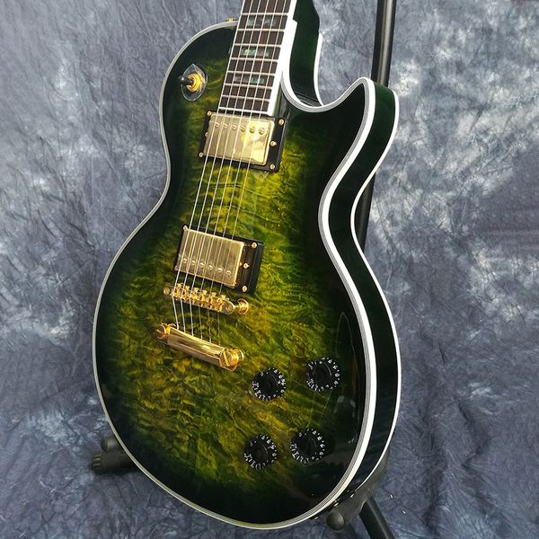 chinese electric guitar transparent green color mahogany body and neck flame maple top
chinese electric guitar transparent green color mahogany body and neck flame maple top
