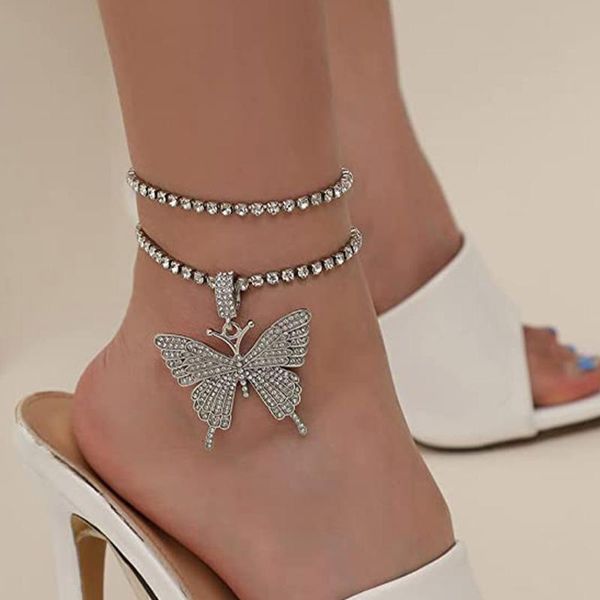 anklets glaming luxury big butterfly anklet double row chain for women bracelet on the leg beach pendant rhinestone jewelry gifts, Red;blue
anklets glaming luxury big butterfly anklet double row chain for women bracelet on the leg beach pendant rhinestone jewelry gifts, Red;blue